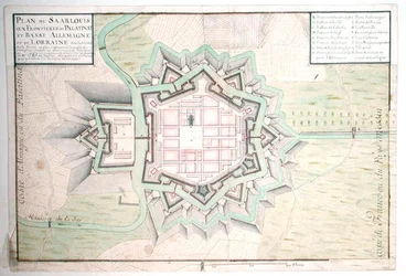 Atlas 131 E Plan of Saarlouis, fra Traite de Fortifications (penn og blekk og wc på papir)