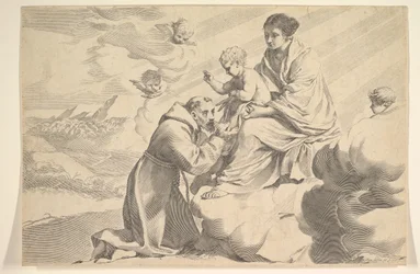St. Frans av Assisi tilber Kristusbarnet på jomfrufanget.
