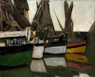 Fiskebåter i Honfleur Fiskebåter i Honfleur, ca 1866.