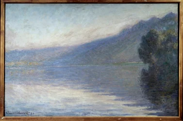 Tåke på Seinen ved Port Villiez Maleri av Claude Monet (1840-1926) 1894 Søn. 0,66x1,05 m Rouen, Museum of Fine Arts - Mist on the Seine at Port Villiez. Maleri av Claude Monet (1840-1926)