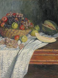 Stilleben med en spansk melon Stilleben med en honningmelon