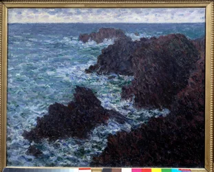 The Rocks of Belle Ile (Belle-Ile), den ville kysten Maleri av Claude Monet (1840-1926) 1800-tallets søn. 0,65x0,81m. Paris, Musee d