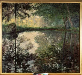 ""The Pond of Montgeron"" (Dammen ved Montgeron) Maleri av Claude Monet (1840-1926) rundt 1876 Hermitage Museum, Saint Petersburg (Saint-Petersbourg)