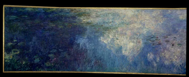Nymfeene; skyene. Venstre del av triptyken malt i Giverny. Maleri av Claude Monet (1840-1926)