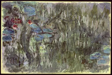 Vannliljer med refleksjoner av piler, ca. 1920