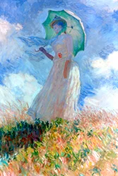 Kvinne med paraply vendt mot venstre, 1886