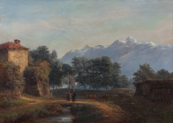 Veggene til vollene i Grenoble på siden av Île Verte (Olje på lerret)