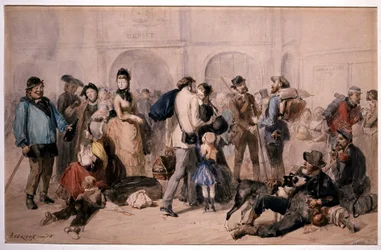 Folkemengde i lobbyen på Gare de Lyon av Andrieux