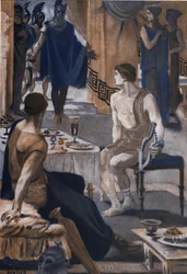 Akilles tar imot Agamemnons utsendinger. Illustrasjon av Clement Gontier (1876-1918) for Homeres «Iliaden» (Omero). Paris, Henri Laurens