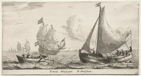 Ulike skip og utsikt over Amsterdam (Verscheÿde Schepen en Gesichten van Amstelredam), del II: Two Pier Boats