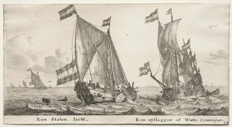Ulike skip og utsikt over Amsterdam (Verscheÿde Schepen en Gesichten van Amstelredam), del II: Dutch Admiralty Yacht. Et vaktskip