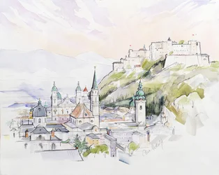 Salzburg Sunrise (wc på papir)