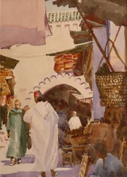 Fargernes souk, Marrakech, 2001 (akvarell)