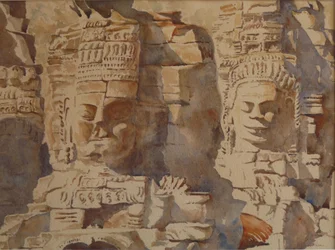 Bayon, Angkhor - Hvor mange ansikter, 2008 (akvarell)