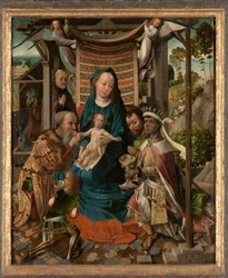 The Adoration of the Magi (olje på panel)