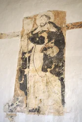 Veggmaleri av Santo Domingo de Guzman, 1700-tallet, klosteret Santo Ecce Horio, Barichara, Colombia (fersk)