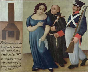 Policarpa Salavarrieta (La Pola) på vei til henrettelse i Bogota 14. november 1817