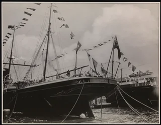 S.S. "Umbria" ved kai, ca. 1897 (s/hvitt-bilde)
