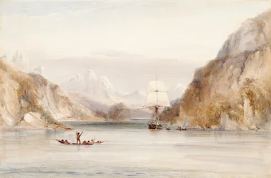 Beagle i Murray Narrow, Tierra del Fuego (akvarell på papir)
