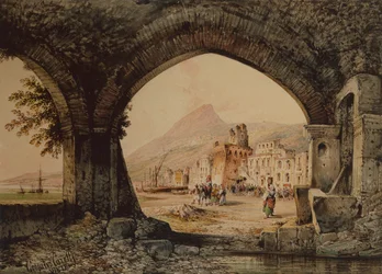 A Village Assembly, Italia (blyant og akvarell)