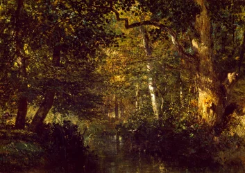 Creek i skog, av Constant Troyon (1810-1865)