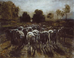 Flock of the Sheep, eller The Return of the Flock (olje på lerret)