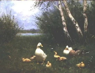 Ender med andunger (olje på lerret)