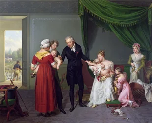 Baron Jean Louis Alibert (1768-1837) utfører vaksinering mot kopper på Château de Liancourt, ca. 1820