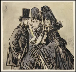 En gentleman og to damer, 1860-tallet