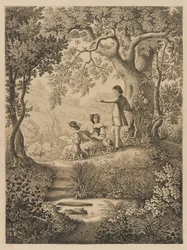 A Drawing Lesson, 1865 (svart blekk på tykt krem glatt vevd papir)
