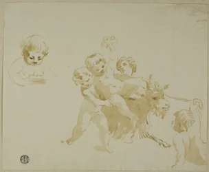 Putti leker med geit