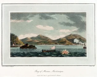 Maran Bay, på Martinique. Litografi (56,6 x 43,4 cm), av pastor Cooper Williams (1762–1816)