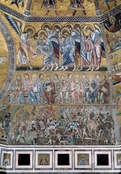 The Last Judgment Down Satan fortærer sjelene til jævlene - Detail of the mosaics, ca1270
