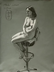Studie av nakenfigur i kull