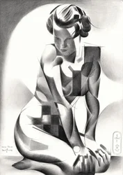 Kontemplativ art deco-figur