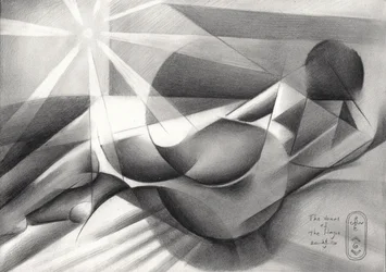 Geometrisk liggende nakenfigur