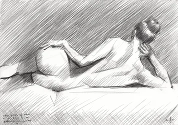 Studie av liggende nakenfigur