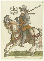 Portrett av Maarten van Rossum på hesteryggen Martin de Rosse Siegneur de Peroyen (tittel på objekt)