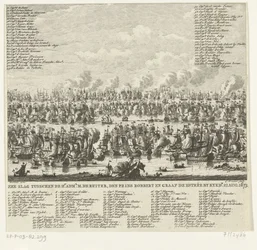 Slaget ved Kijkduin, 1673 Sjøkamp mellom Hr. admin. M. de Ruiter, Prins Robbert og grev de Estrée av Kykdn. 21. august 1673 (tittel på objekt)