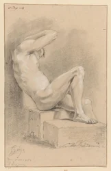 Sittende mann naken, sett fra siden (3. premie 1767)