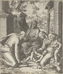 Hellig familie med Anna og døperen Johannes som barn