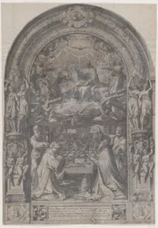 Jomfruens kroning med den hellige Laurentius, den hellige Paulus, den hellige Peter og den hellige Sixtus, 1576.