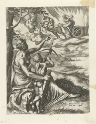 Venus beordrer Amor å stikke hull på Plutos hjerte med en pil Historien om Pluto og Proserpina (serietittel)