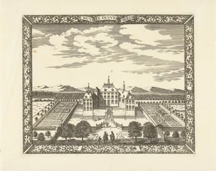 Utsikt over Duivenvoorde slott i Voorschoten T