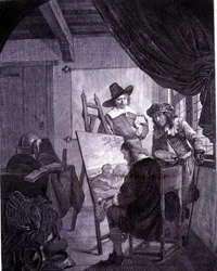 Patronen og maleren, etter et maleri fra 1600-tallet av Cornelis Bega, 1700-tallet