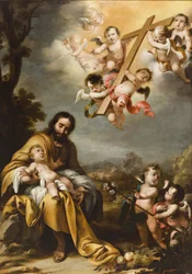 Saint Joseph og Kristusbarnet før det hellige kors, ca. 1670.