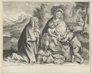 Landskap med den hellige familie, døperen Johannes og Elizabeth
