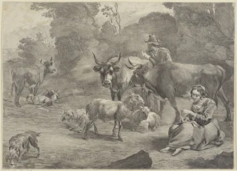 Landskap med en hyrde og en sy hyrde