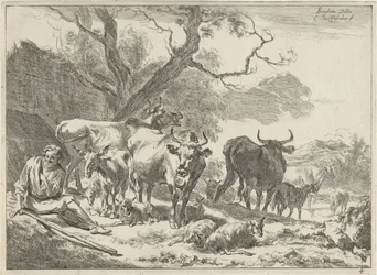 Hvilende gammel gjeter med flokken sin Landskap (serietittel)
