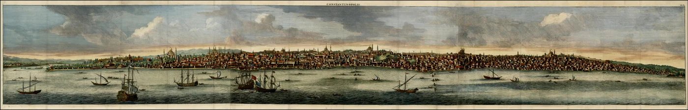 Farget utsikt over Konstantinopel fra 1698 av Cornelis De Bruyn